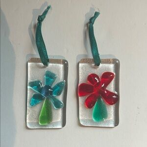 Fused Glass Flower Ornaments
